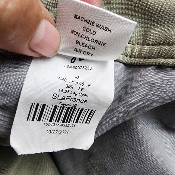 J. Hilburn Pants Mens 40x27 SLL Green Stretch Mid Rise Slim Fit *GUC* - Picture 13 of 14